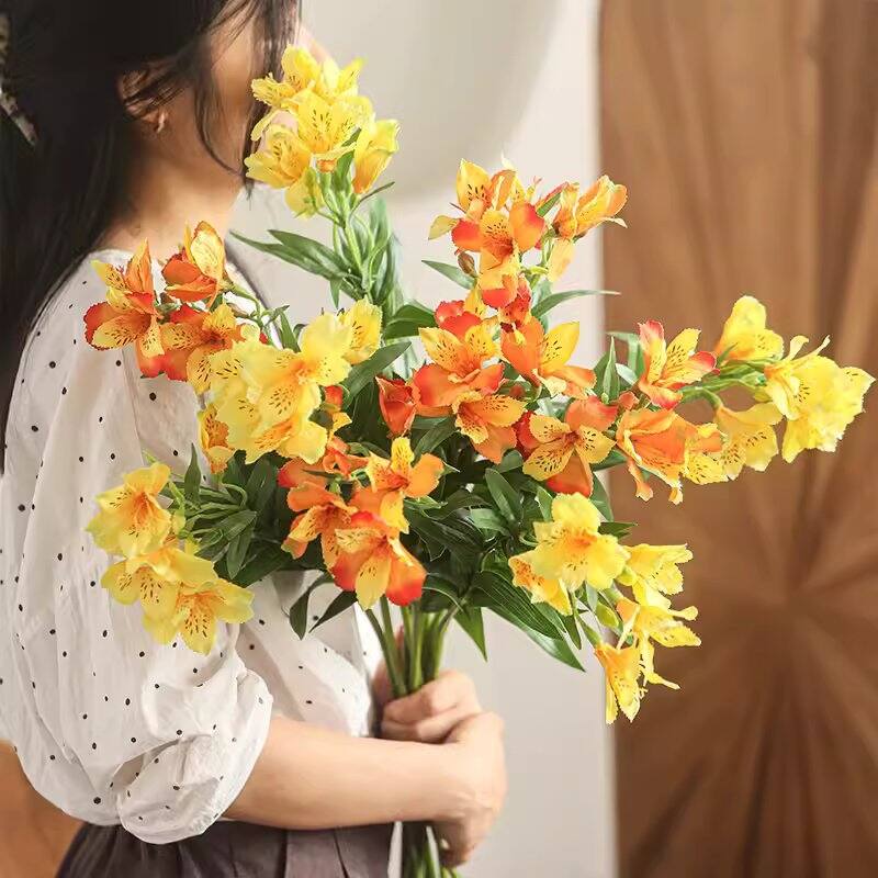 RusticReach Artificial Peruvian Lily Stem 29.5" Tall - Yellow - [B]-Three Stems