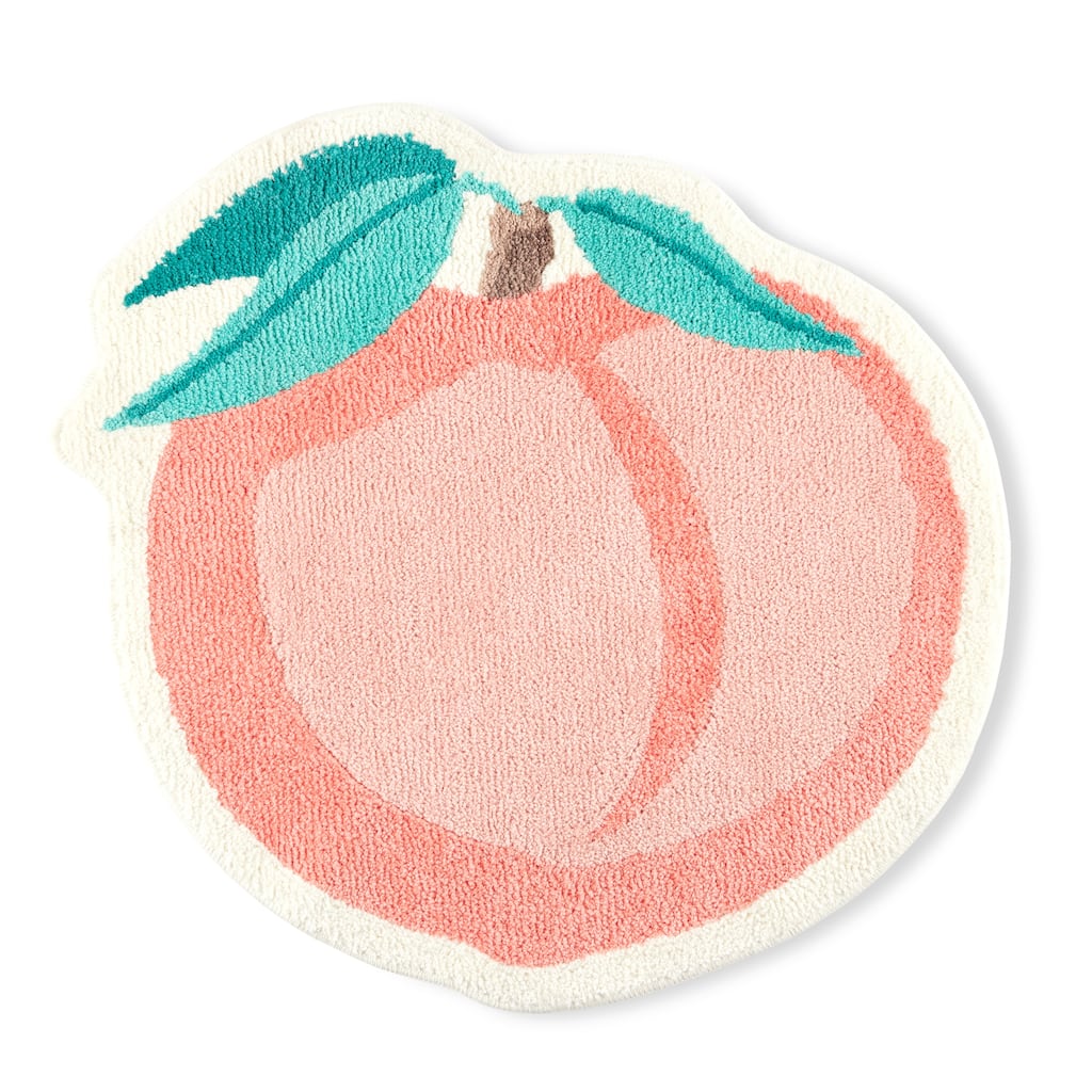 TOWN & COUNTRY PLAY Peachy Clean Peach Fruit Shaped Bath Mat, Absorbent Tufted Floor Mat, Non-Slip Backing, Machine Washable