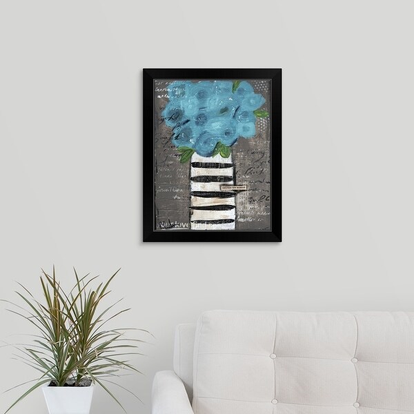Cassandra Cushman Economy Framed Print with Standard Black Frame entitled Blue Flowers