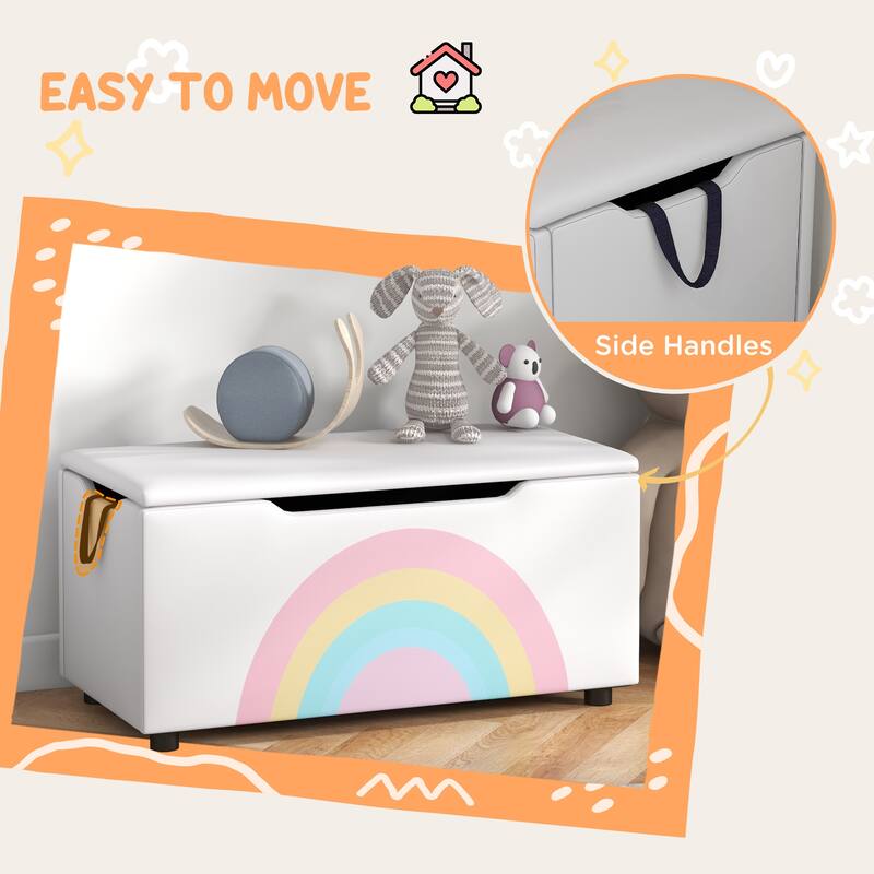 Kids Storage Bench Organizer with Lid and Soft Foam Seat for Toys and Bedroom - 29.5" L x 14.5" W x 15" H