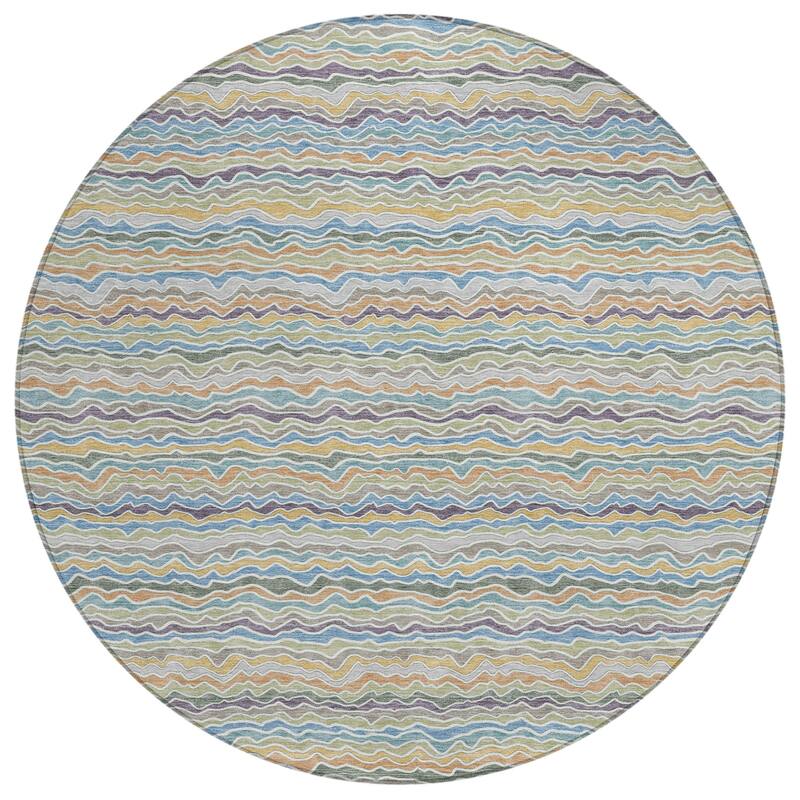 Machine Washable Indoor/ Outdoor Ziggy Stripe Chantille Rug