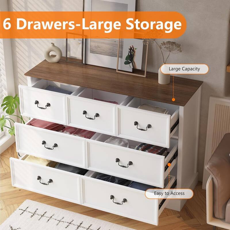 7-Drawer Dresser for Bedroom, 47.2" Wide Modern Wood Storage Chest Organizer for Closet