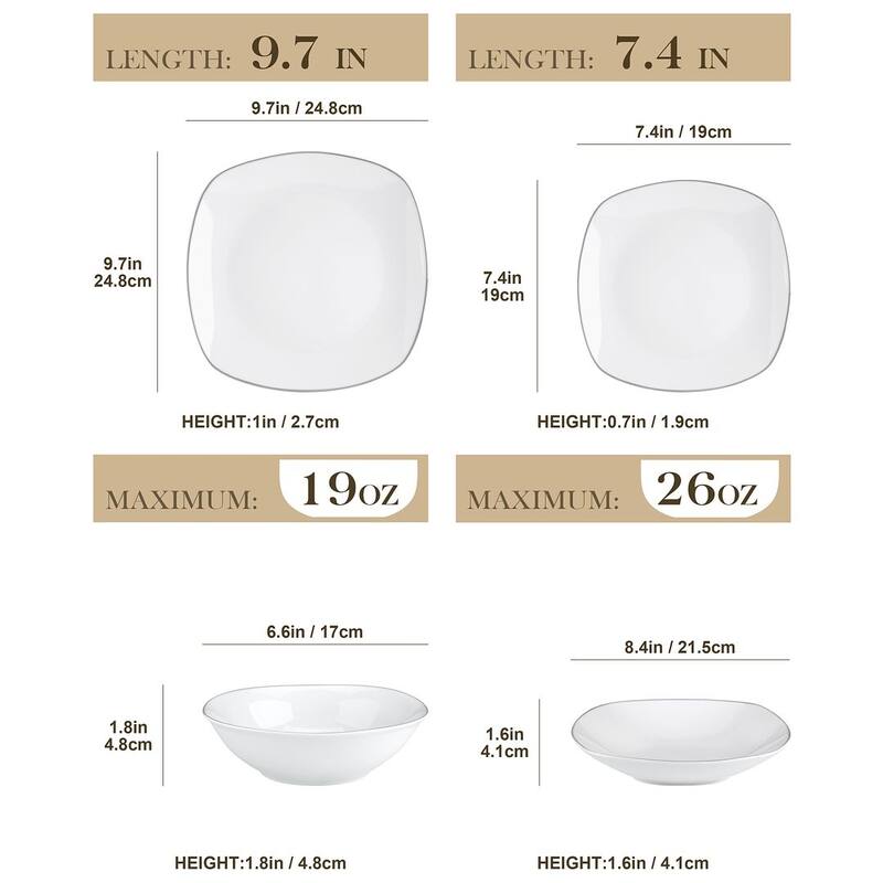 MALACASA Porcelain Modern Dinnerware Set