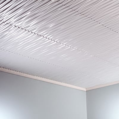FASÄDE Dunes Vertical Decorative Vinyl 2ft x 2ft Glue Up Ceiling Panel in Matte White (5 Pack)