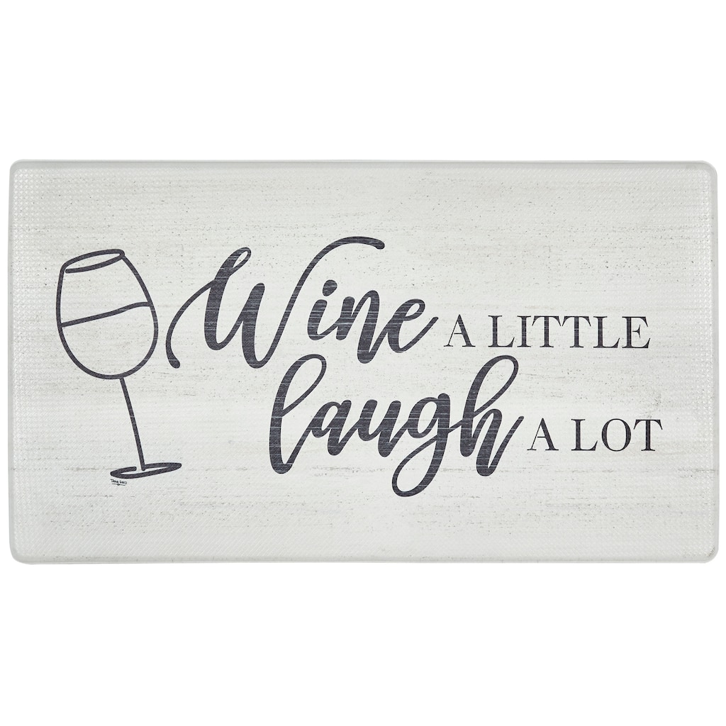 SoHome Cozy Living Wine A Little Anti-Fatigue Kitchen Mat, Grey/Black
