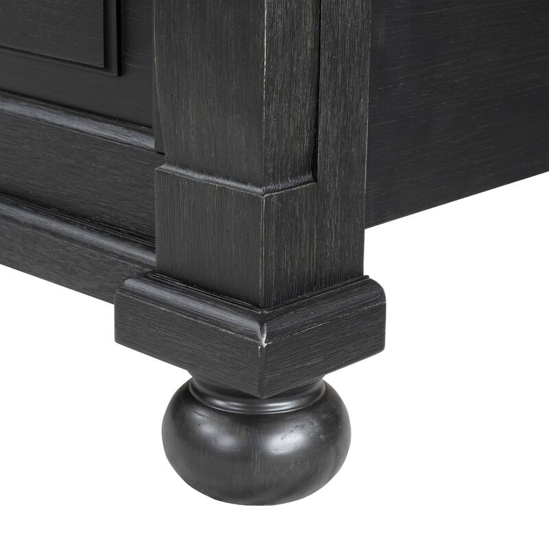 Furniture of America Lucan Modern 2-Piece Farmhouse Black Solid Wood Panel Bedroom Set