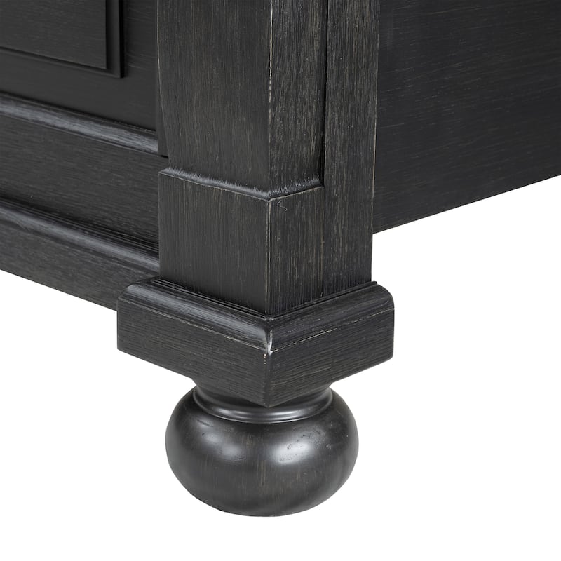 Furniture of America Lucan Modern 3-Piece Farmhouse Black Solid Wood Panel Bedroom Set