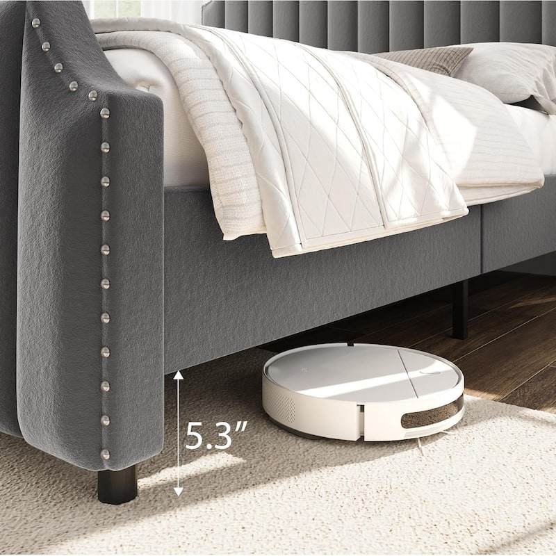 Bed Frame with 50.2" Headboard, Upholstered Platform