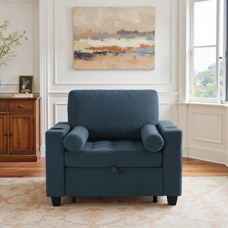 39" Adjustable Recline Convertible Sleeper Accent Chair with USB Port