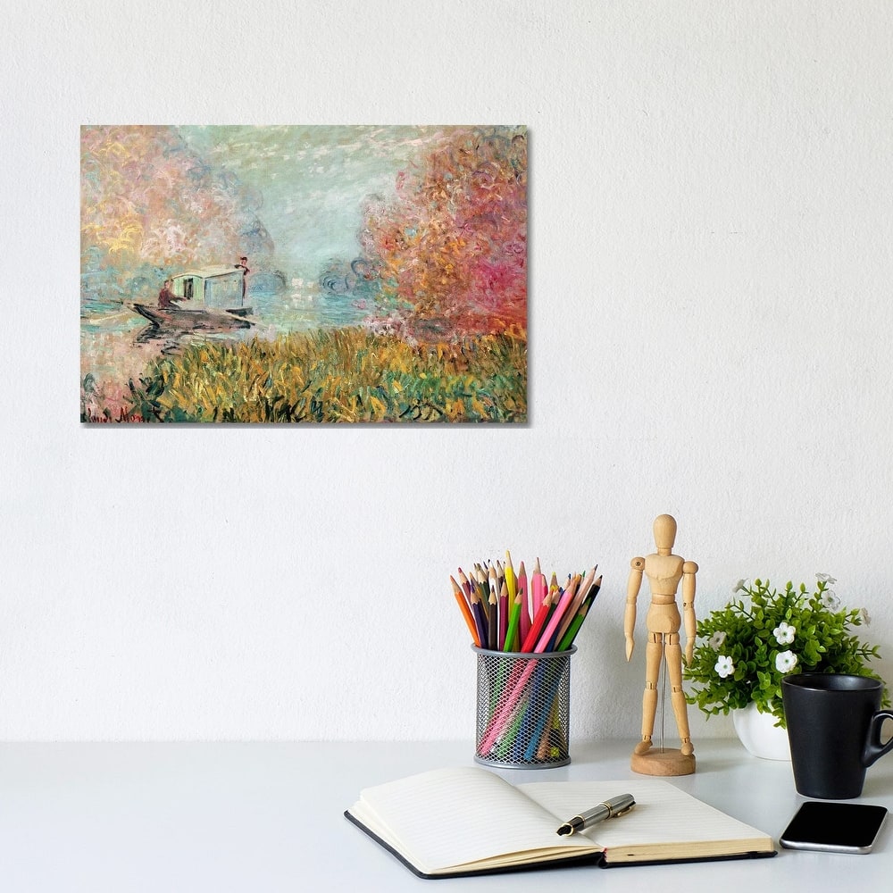 iCanvas "The Boat Studio on the Seine, 1875 " by Claude Monet Canvas Print