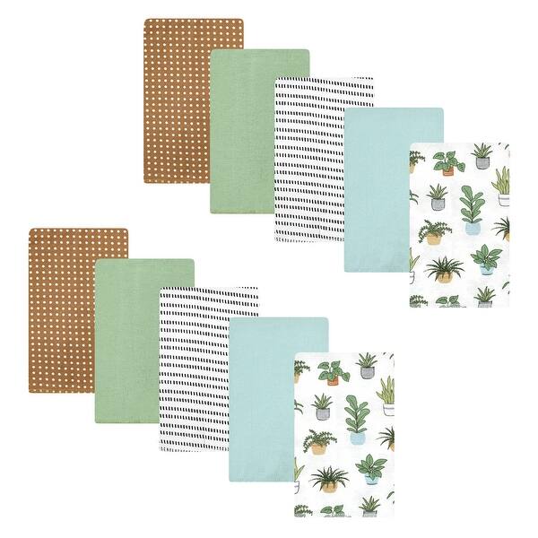 slide 1 of 1, Hudson Baby Cotton Flannel Burp Cloths, Plants 10 Pack, One Size - Plants 10 Pack - One Size One Size - Plants 10 Pack