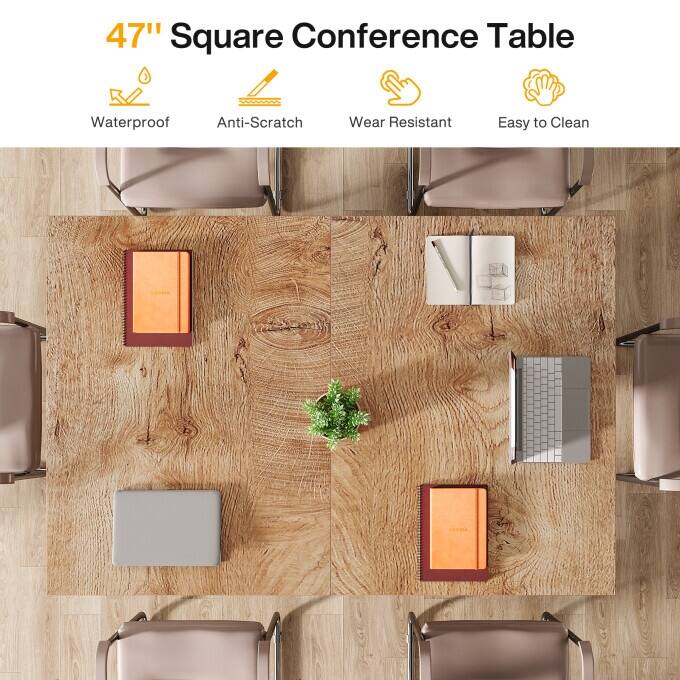 47-Inch Wooden Executive Desk with Heavy Duty Pedestal, Farmhouse Office Computer Desk for Home Office