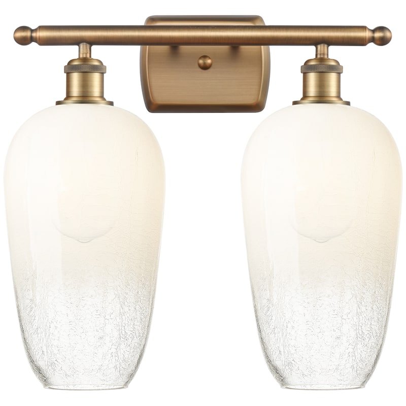Innovations Lighting 516-2W-16-17 Brookhaven Flute Vanity Brookhaven - Brushed Brass / Opal
