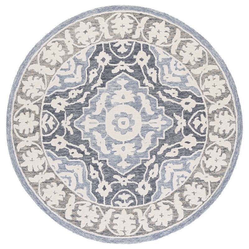 SAFAVIEH Handmade Metro Ivancea Wool Rug - Light Blue/Grey - 6' Round