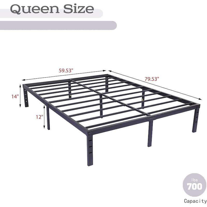 alazyhome 14 inch Metal Platform Bed Frame Steel Slat