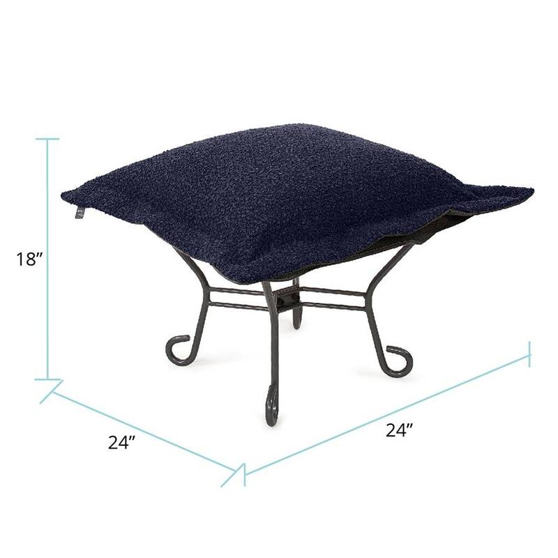 Allan Andrews Scroll Puff Ottoman with Titanium Frame & Cover, Barbet Collection