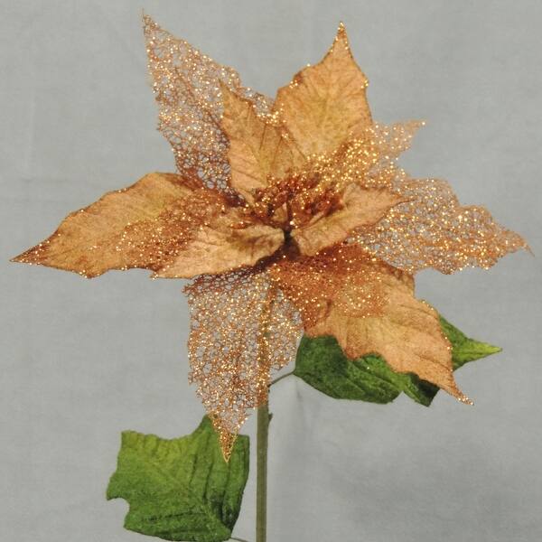 1 Pc 19 Inch Artificial Poinsettia Stem For Winter Christmas Decor Platinum Overstock 18777133