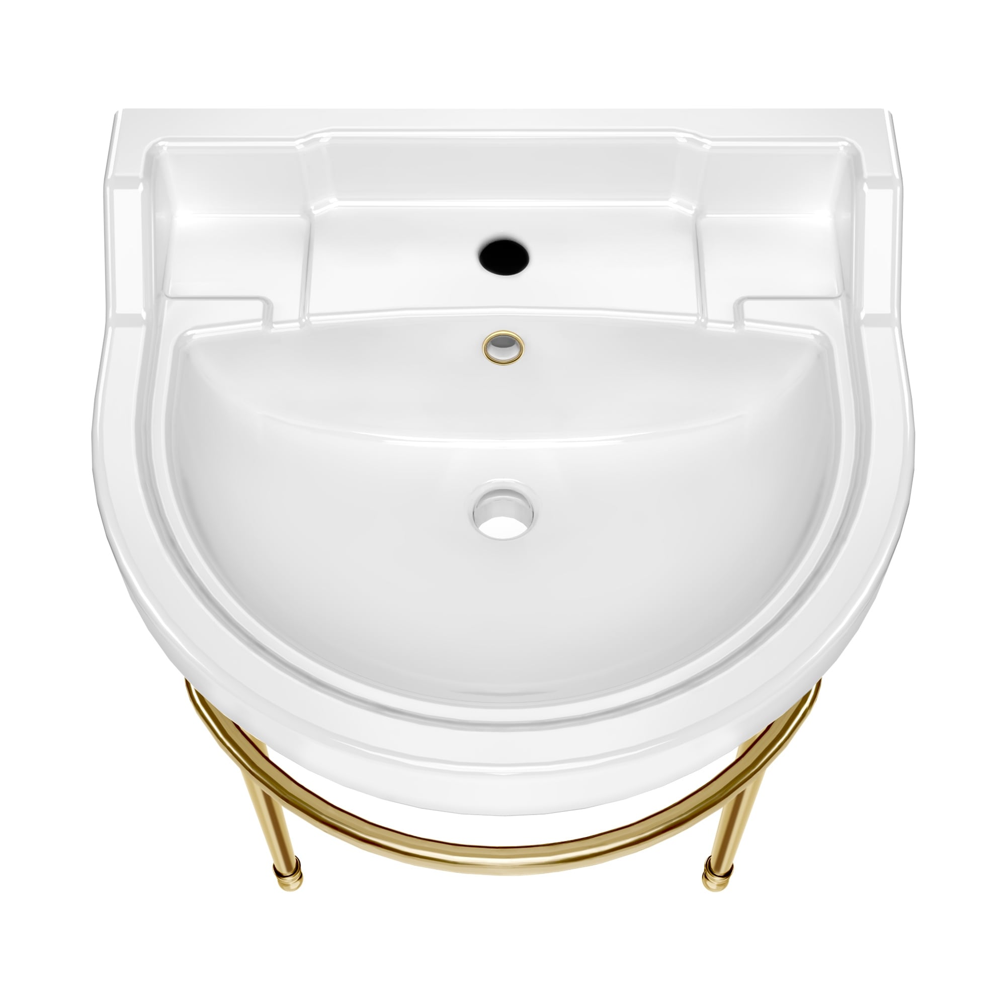 Talllor 20″ X 14″ Console Bathroom Sink – White Ceramic Vessel With Gold Stainless Steel Pedestal Legs, Wall-Mount Option