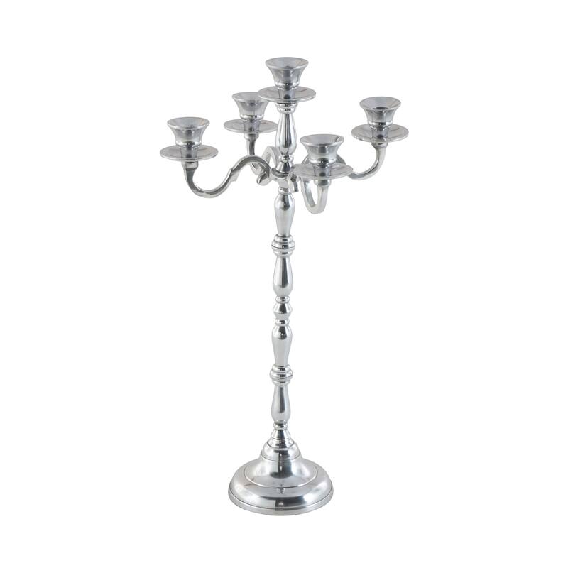 Aluminum Metal Candelabra - Silver - Roche River Decor - 10"W x 10"L x 23"H