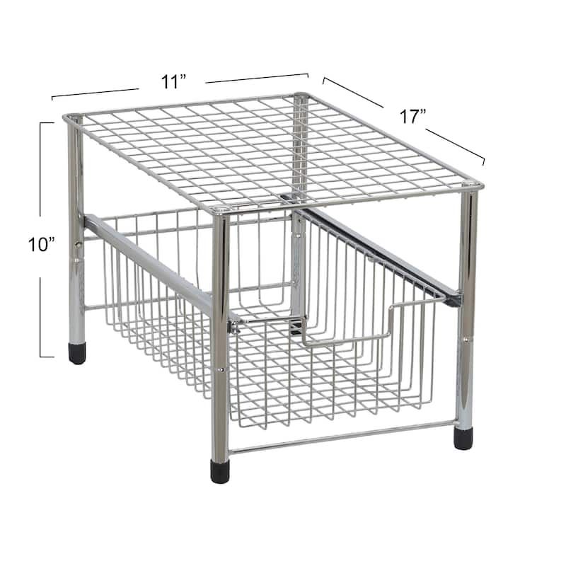 Household Essentials Silver Free Standing Pull Out Cabinet Organizer Shelf