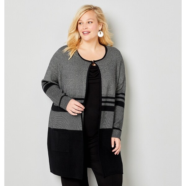 plus size black coatigan