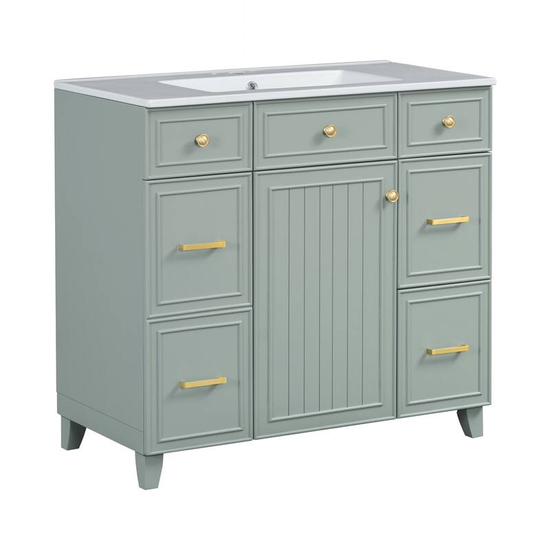 Sophisticated Bathroom Vanity with Abundant Storage and Durable Construction