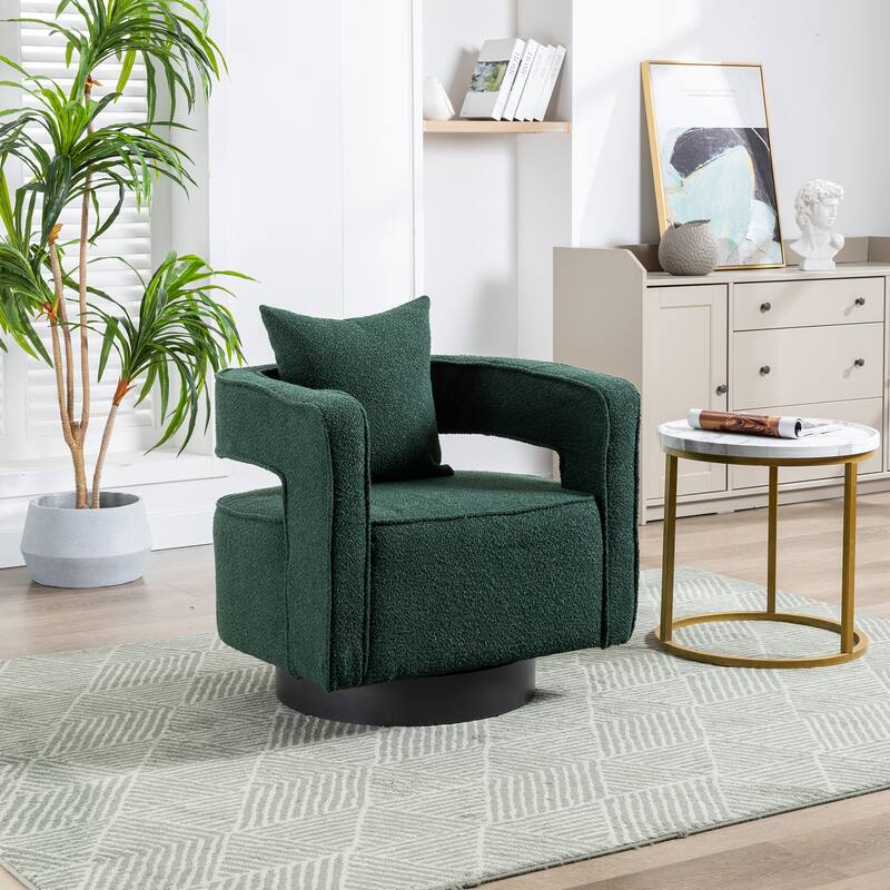 Accent Open Back Chair Modern Comfy Sofa Chair With Base, Club Chair Leisure Arm Chair For Lounge - Green