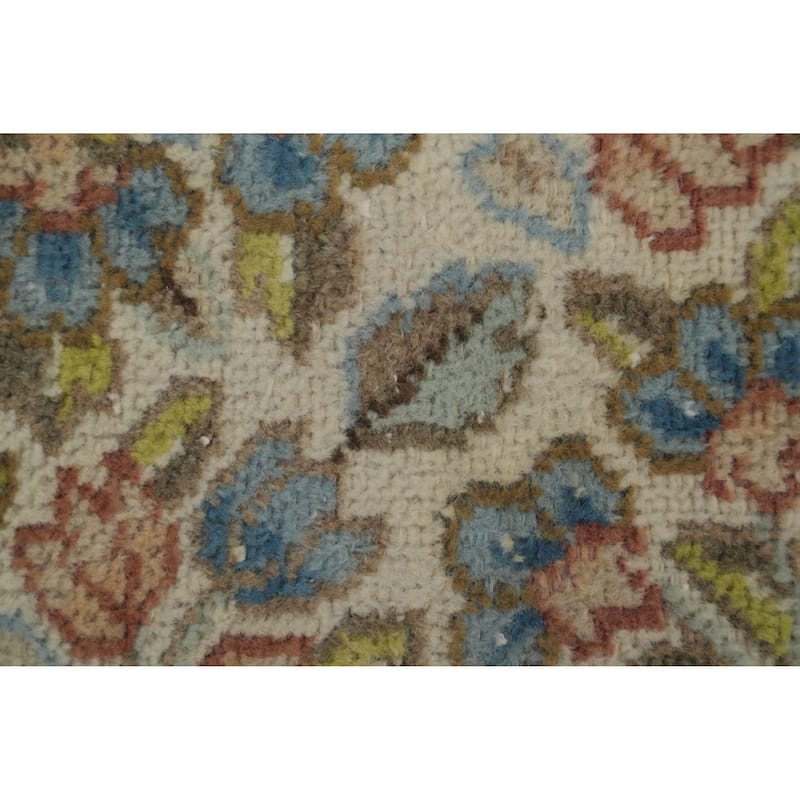 Hand Knotted Oriental 100% Wool Carpet Traditional Floral Beige & Ivories Kerman Area Rug - 11' 2'' X 7' 9''