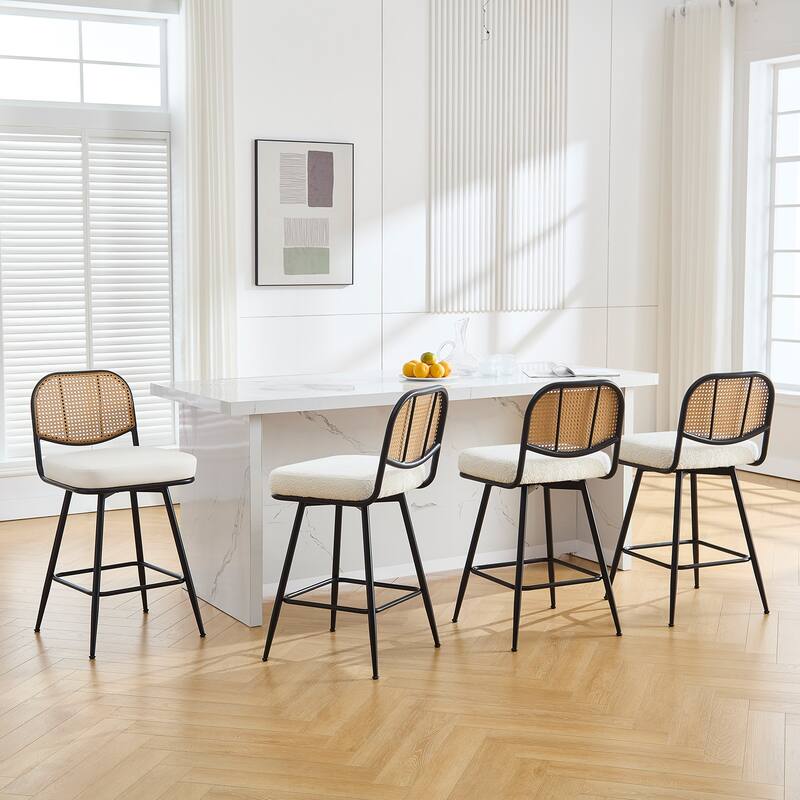 26"/29" Counter Height Swivel Bar Stools Set of 2/3/4 - Set of 4 - Fabric-White - Counter Height