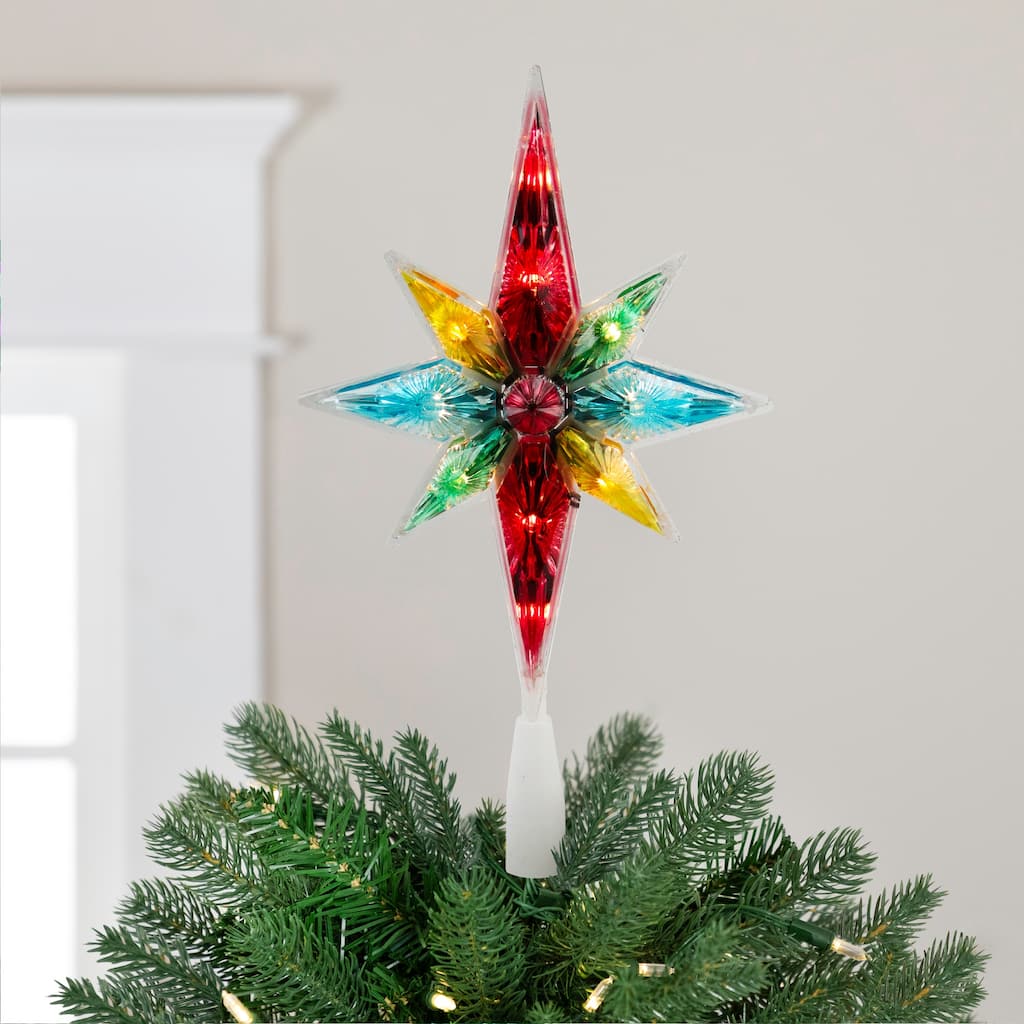 10.75" Multi Star of Bethlehem Christmas Tree Topper Clear Lights