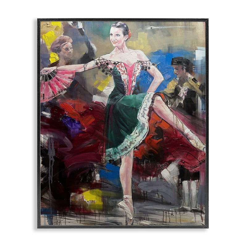 Stupell Classic Ballerina on Stage Framed Giclee Art Design By Lucille Lee - 11 x 14 - Black