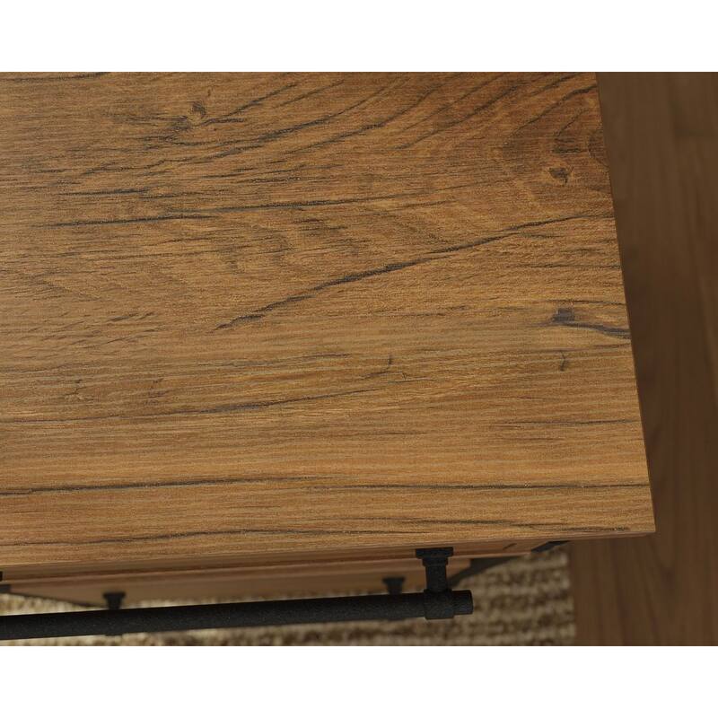 Iron City L Desk Checked Oak