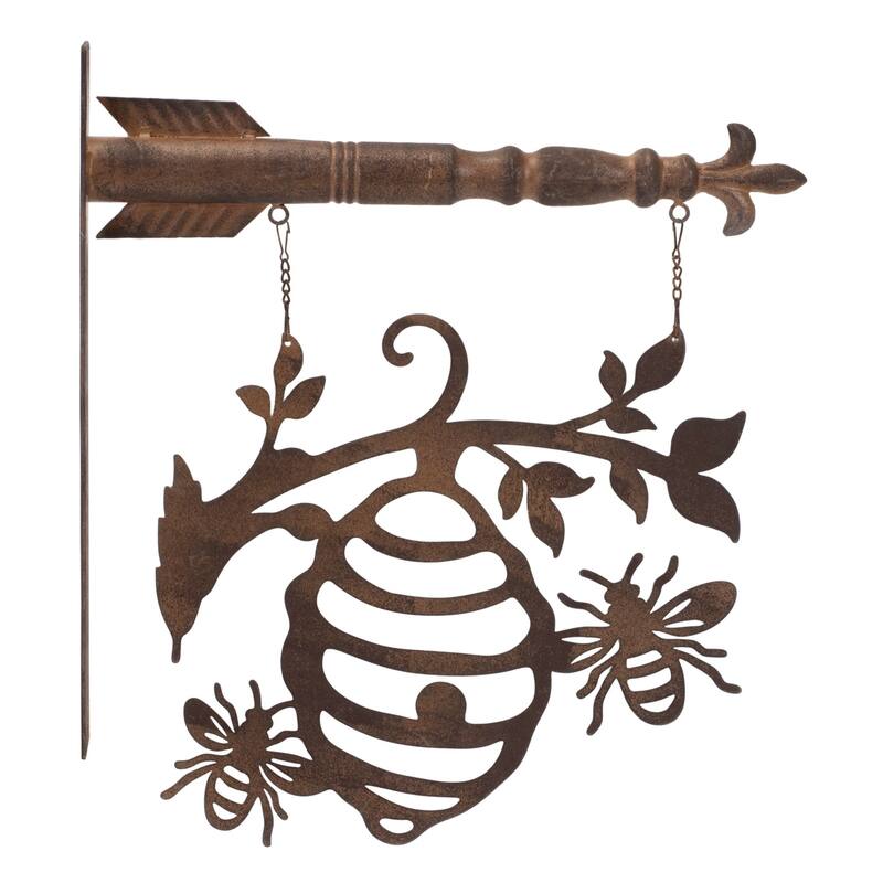 Bumble Bee and Hive Garden Sign - 15.5" - Bronze