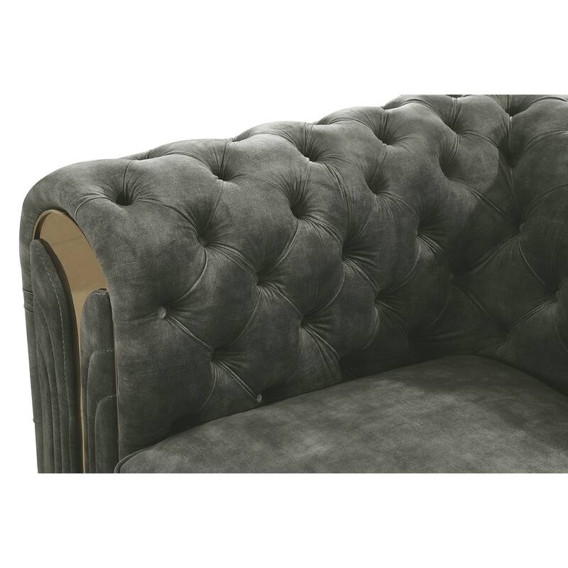 Divani Casa Dosie Transitional Grey Velvet Loveseat
