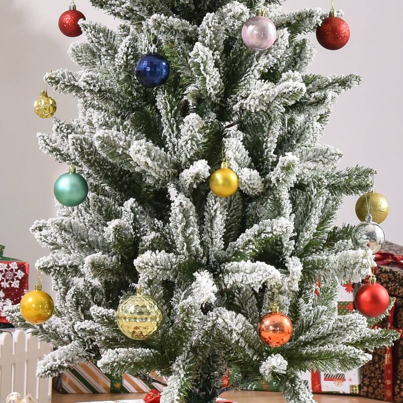HOMCOM Slim Flocked Christmas Tree with Stand
