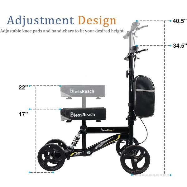 Black Economy Foldable Knee Scooter, for Foot Injuries Adult Best Crutches Alternative