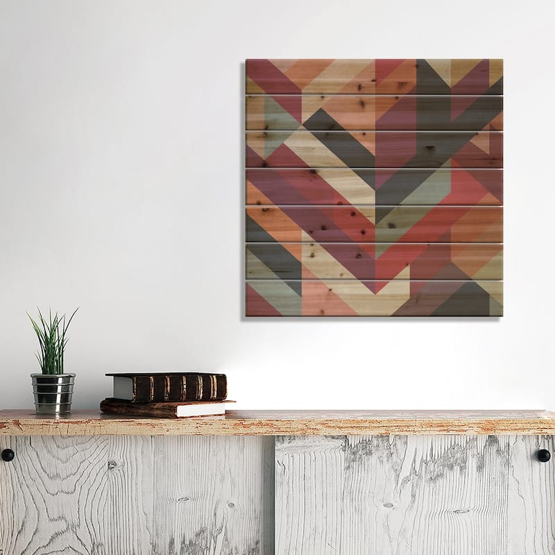Meeting Of Diagonals II Print On Wood by Angel Estevez - Multi-Color