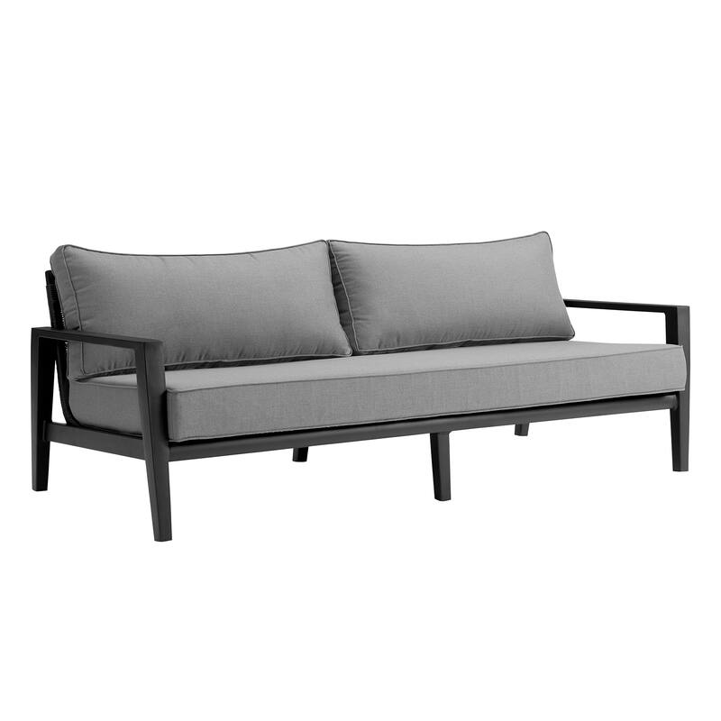 Grand Black Aluminum and Wicker Outdoor 4-Piece Deep Seating Patio Furniture Set