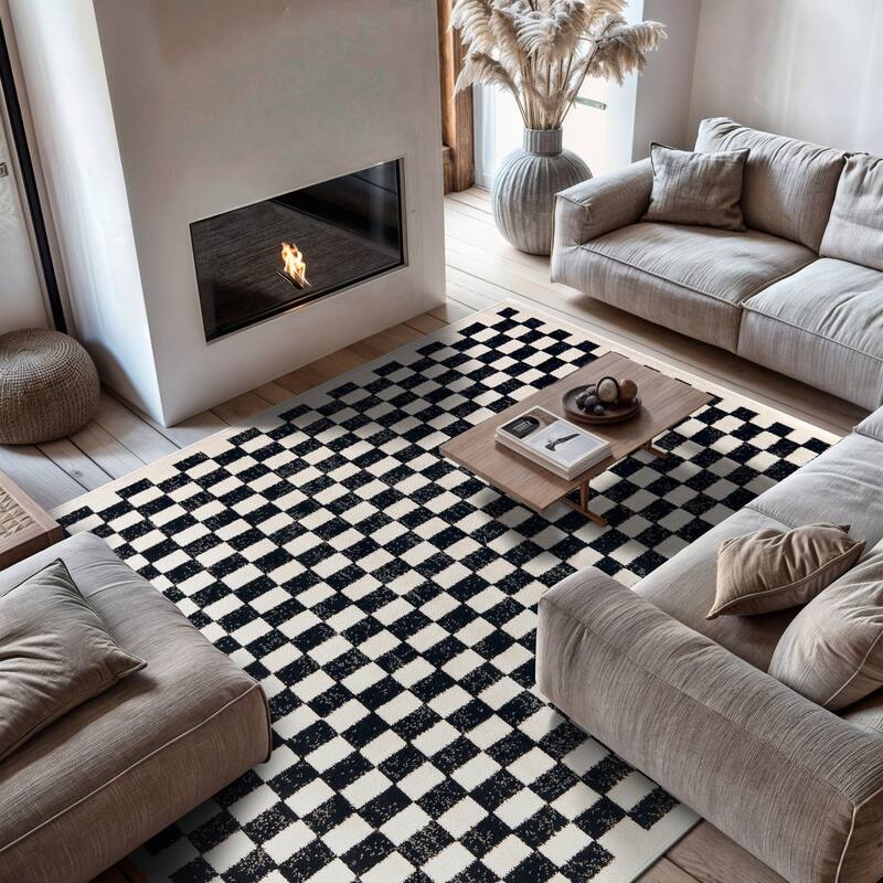 Distressed Abstract Area Rug - 7' 10" x 10'