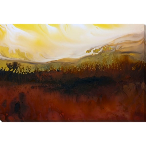 Cherry Red and Yellow Rectangular Canvas Wall Art Decor 19" x 28" - N/A