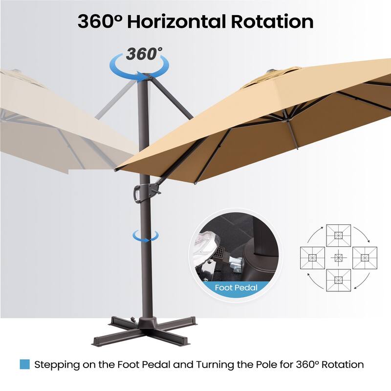 10x12.5 FT Outdoor Patio Cantilever Umbrella with Base