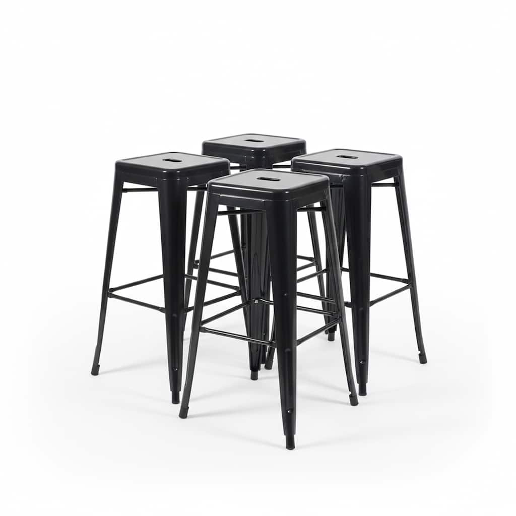 AC Pacific 30 Inch Industrial Stackable Metal BarStools Set of 4