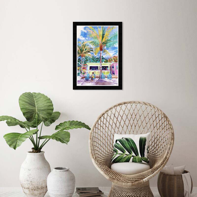 Wynwood Studio Coastal Shack Lounging Framed Beachfront Coastal Prints