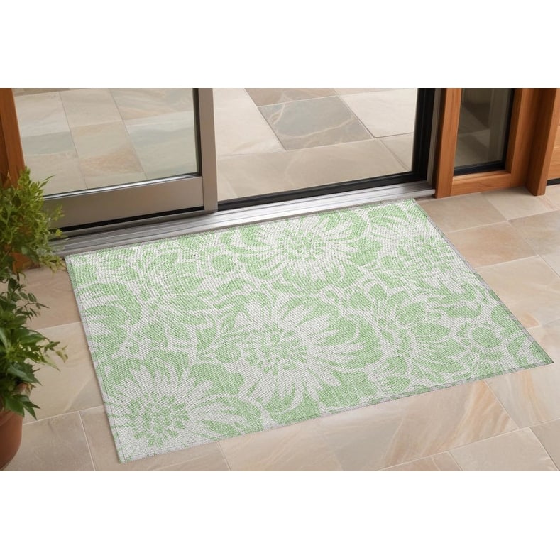 Sana Graceful Floral Weather Resistant Versatile Elegance Runner Outdoor Rug