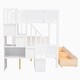 preview thumbnail 28 of 30, Twin over Full Wood Bunk Bed with Shelfs, Storage Staircase and Drawers