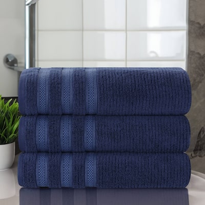 Superior Brea Zero Twist Cotton Ribbed Modern Bath Towel Set of 3