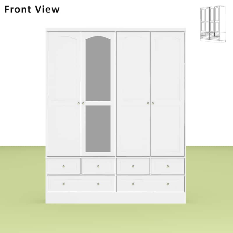 Modular Majesty Double Wardrobe Mirror-Front Storage Closet Armoires