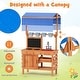 preview thumbnail 4 of 6, Wooden Pretend Play Kitchen with Accessories and Adjustable Height - 30" x 20.5" x 53"