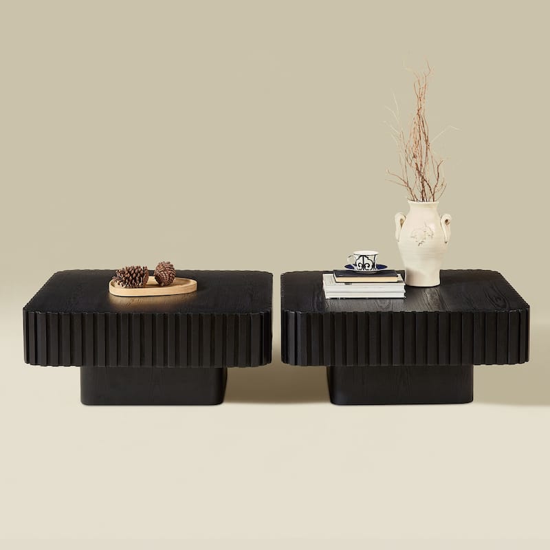 Mid-Century Modern 31.5 Inchs Handcrafted Square Coffee Table (Set Of 2)