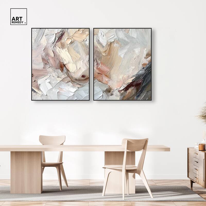Running Horse Neutral I Canvas Set of 2 by Art Remedy
